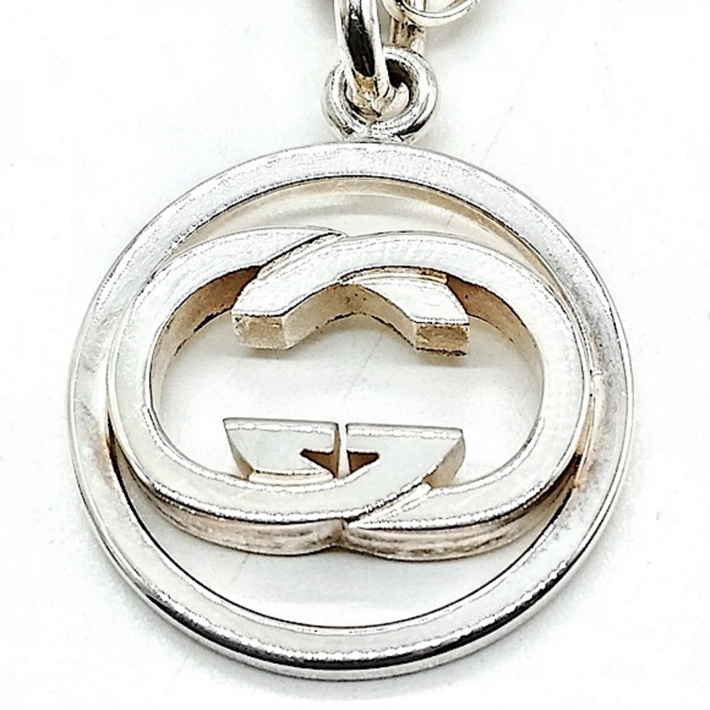 GUCCI Interlinked GG Sterling Silver Pedant on Open Link Chain 21 inches long - Picture 3 of 10